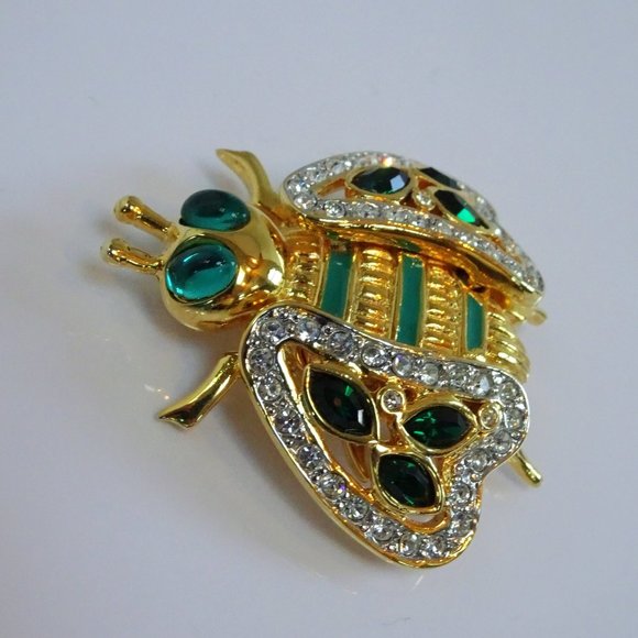 VALENTINO Garavani Crystal Poured Glass Pate de Verre Gripoix Bug Bee Pin Brooch - Picture 15 of 15